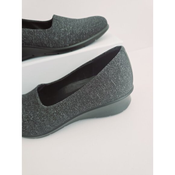 Ecco Felicia Slip On Loafers Black Heather Grey Gray Wedge Shoes Size 36 5 5.5 - Picture 2 of 11